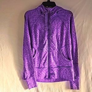 Athleta Space Dye Strength Hoodie Royal Purple Full Zip Jacket Thumb Holes READ